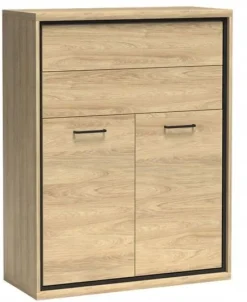 Komoda MILAN 120 cm dąb wysoka pojemna szuflady drzwi