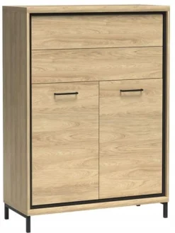 Komoda MILAN 120 cm dąb wysoka pojemna szuflady drzwi