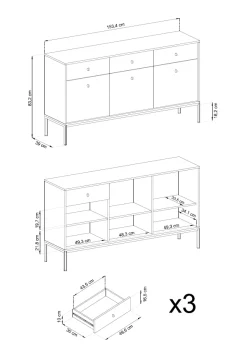 Komoda MONO MKSZ154 z złotą ramą