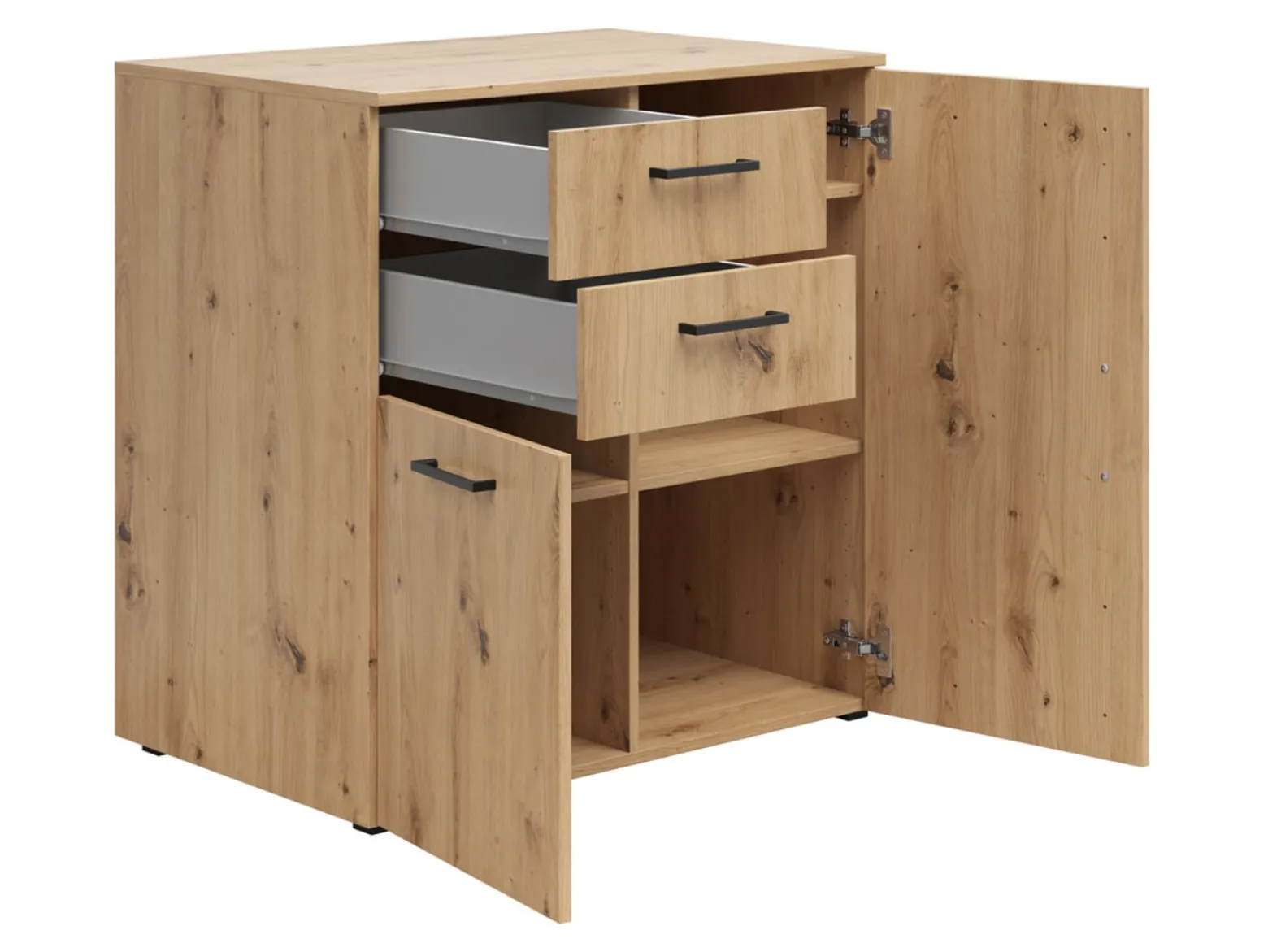 Komoda MultiDo 80 cm z 2 drzwiami i 2 szufladami dąb artisan