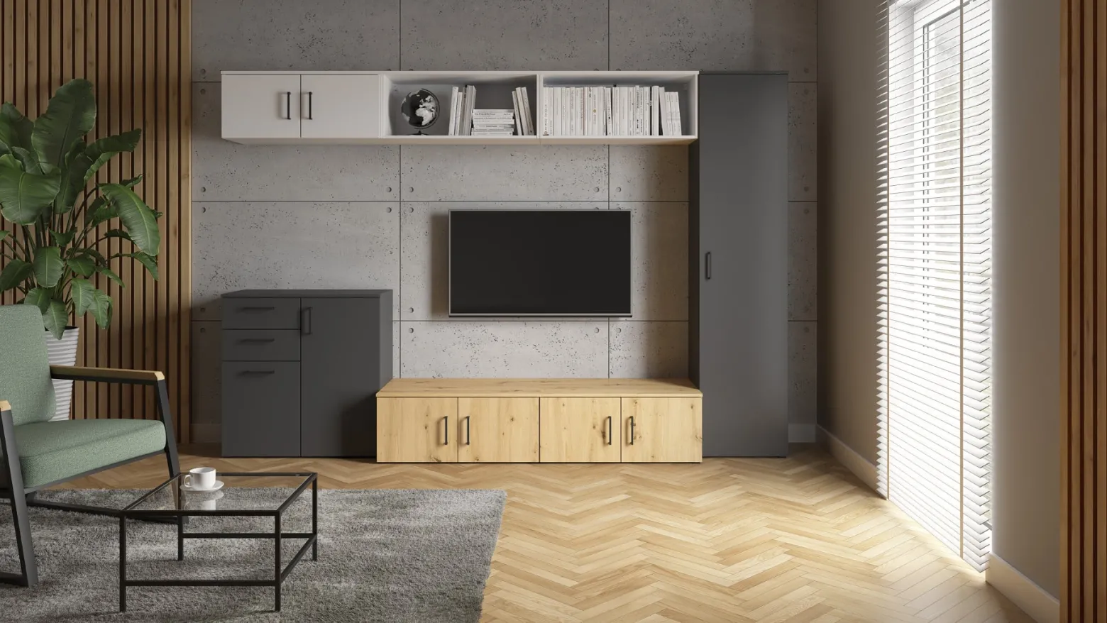 Komoda MultiDo 45 cm z 7 szufladami dąb artisan