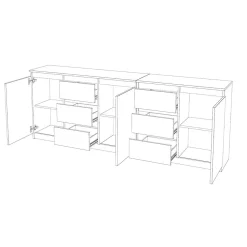Komoda nowoczesna do salonu 200cm 6 szuflad biała dąb wotan