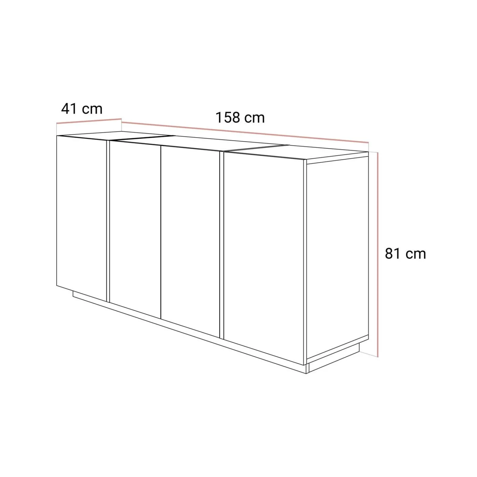 Komoda ONYX 4D kaszmir wysoki połysk 158 cm