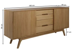 Komoda Oslo dębowa 180 cm, 2 drzwiczki 4 szuflady, kolor dębowy olejowany