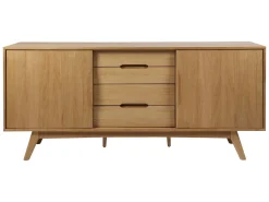 Komoda Oslo dębowa 180 cm, 2 drzwiczki 4 szuflady, kolor dębowy olejowany