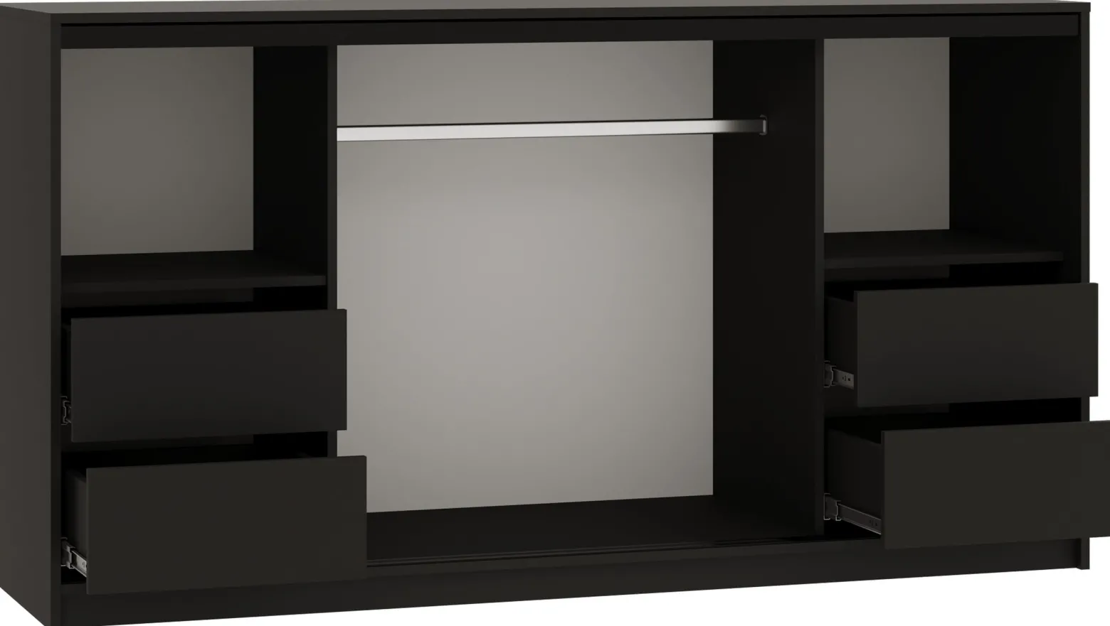 Komoda przesuwna z lamelami 180 cm LOFT czarny / dąb wotan