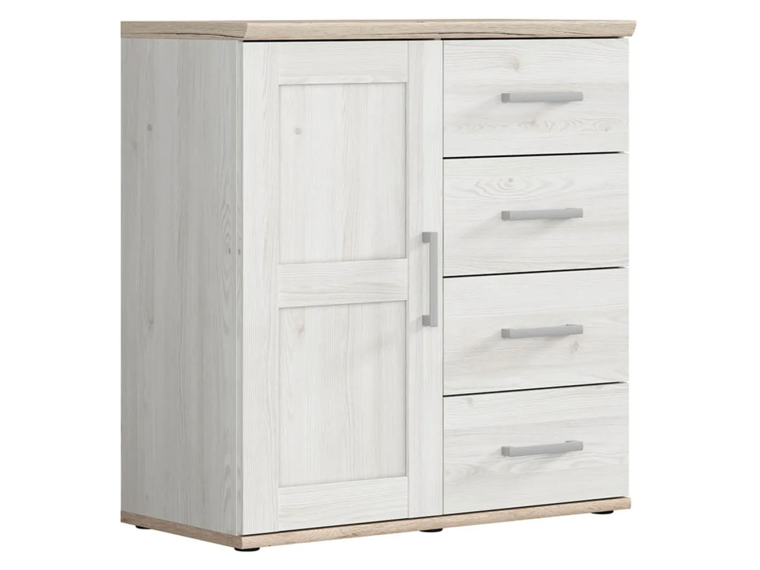 Komoda Romance 93 cm z drzwiami i 4 szufladami modrzew sibiu jasny