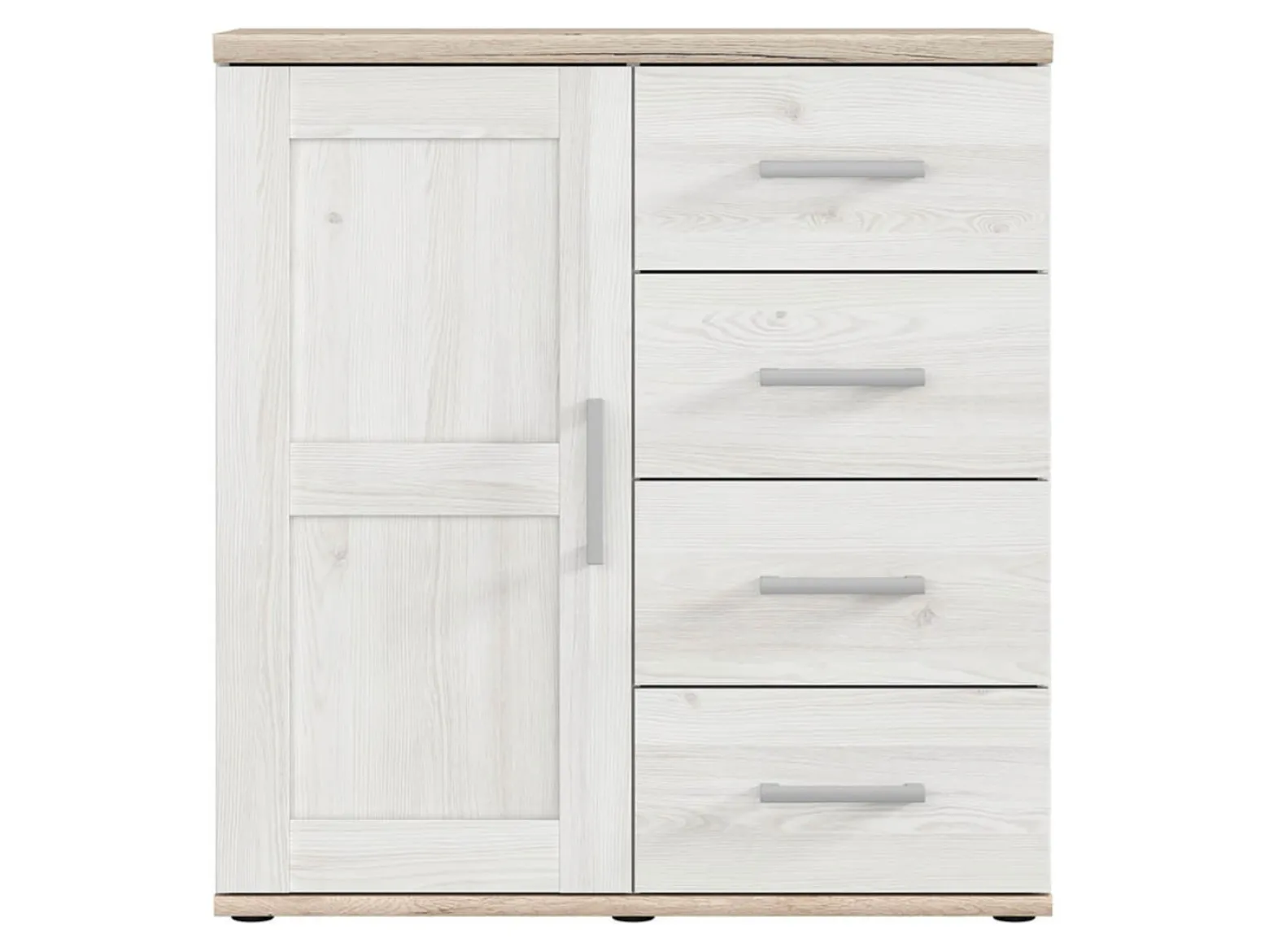 Komoda Romance 93 cm z drzwiami i 4 szufladami modrzew sibiu jasny