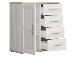Komoda Romance 93 cm z drzwiami i 4 szufladami modrzew sibiu jasny