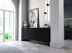 Komoda RTV Loft Szafka RTV Czarny Mat Glamour Rama Czarna