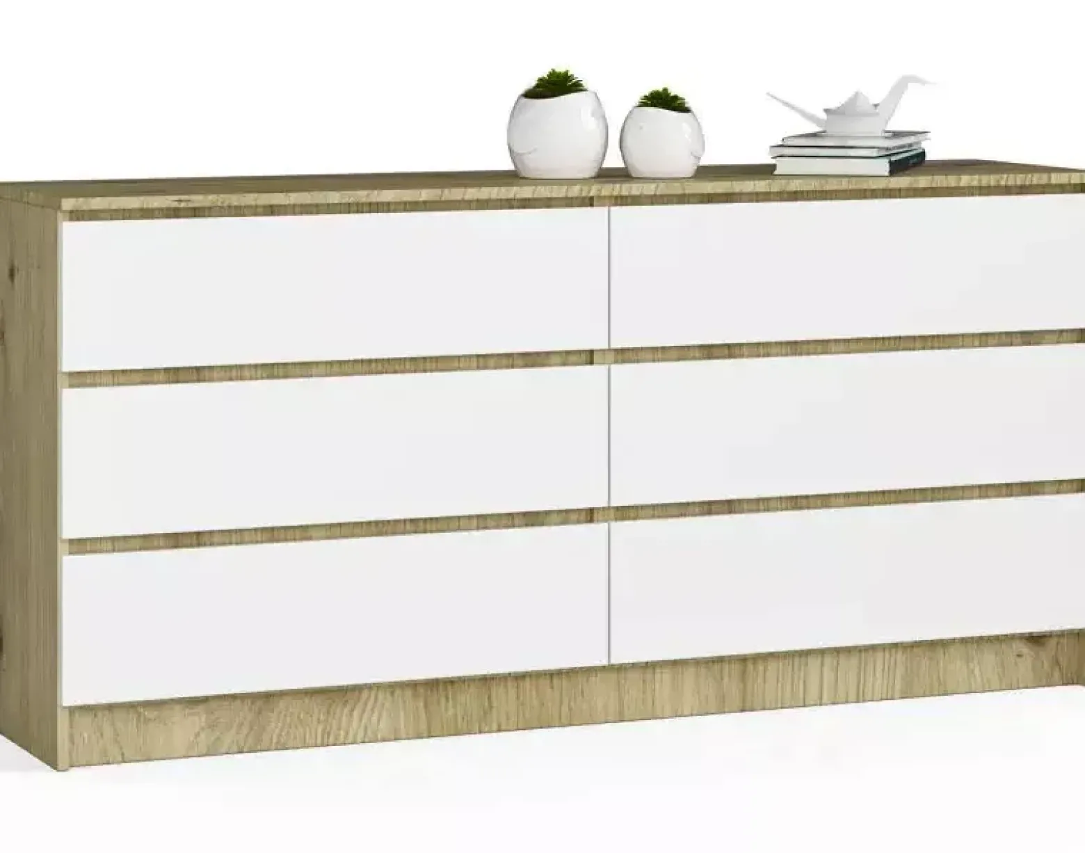 Komoda RTV z szufladami dąb artisan + biały - Zevian