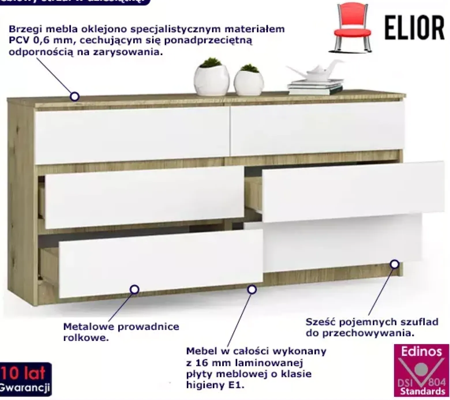 Komoda RTV z szufladami dąb artisan + biały - Zevian