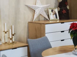 Komoda skandynawska drewniana MALMO, kolor dębowy + bielony