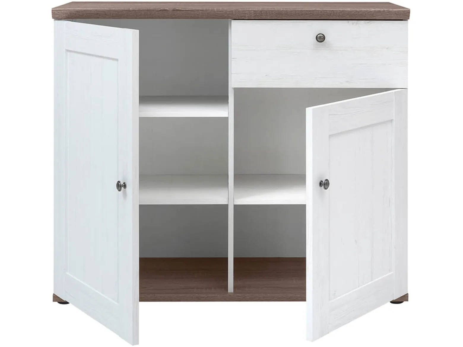 Komoda Stockholm 103 cm z 2 drzwiami i szufladą sosna andersen biała/dąb sonoma ciemna
