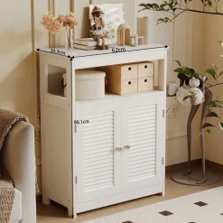 Komoda szafka łazienkowa półką 2 drzwi wolnostojąca skandynawski loft biała