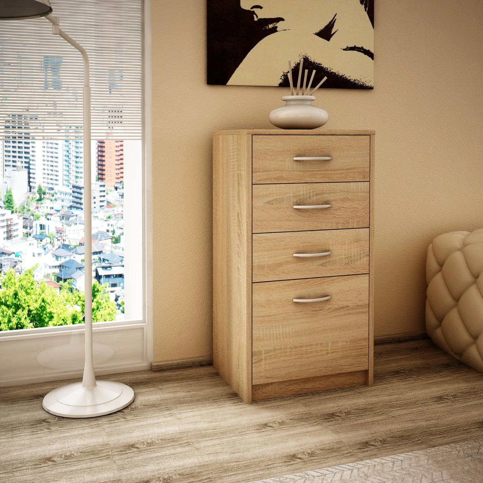 Komoda szafka 45cm 4S DĄB SONOMA regał 4 szuflady