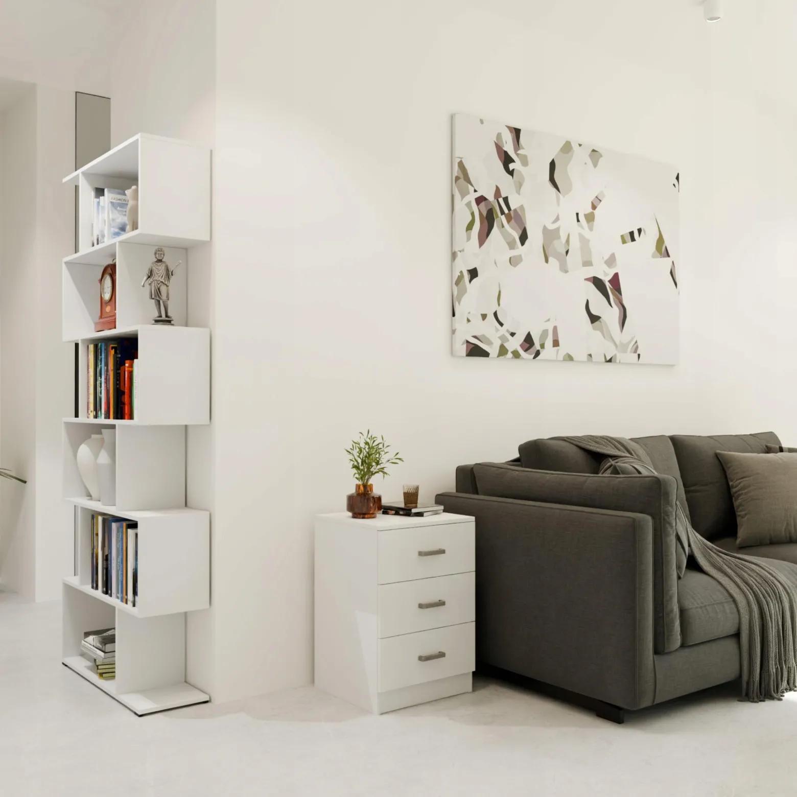 Komoda szafka CR3-LOFT-3S biała mały praktyczny regał na ubrania zabawki