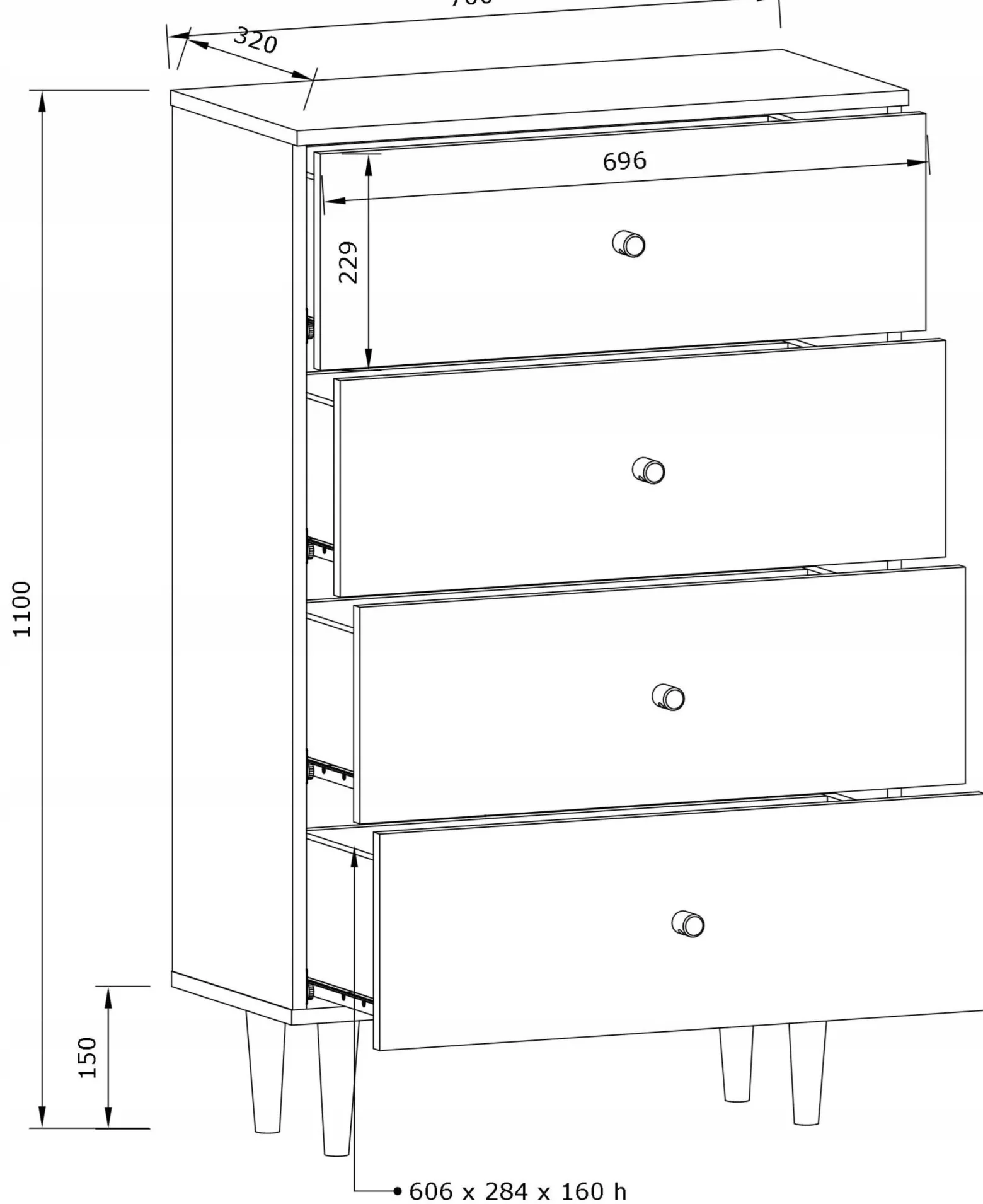Komoda szafka RANGE COM 70 4S artisan-biały szuflady regał ubrania zabawki