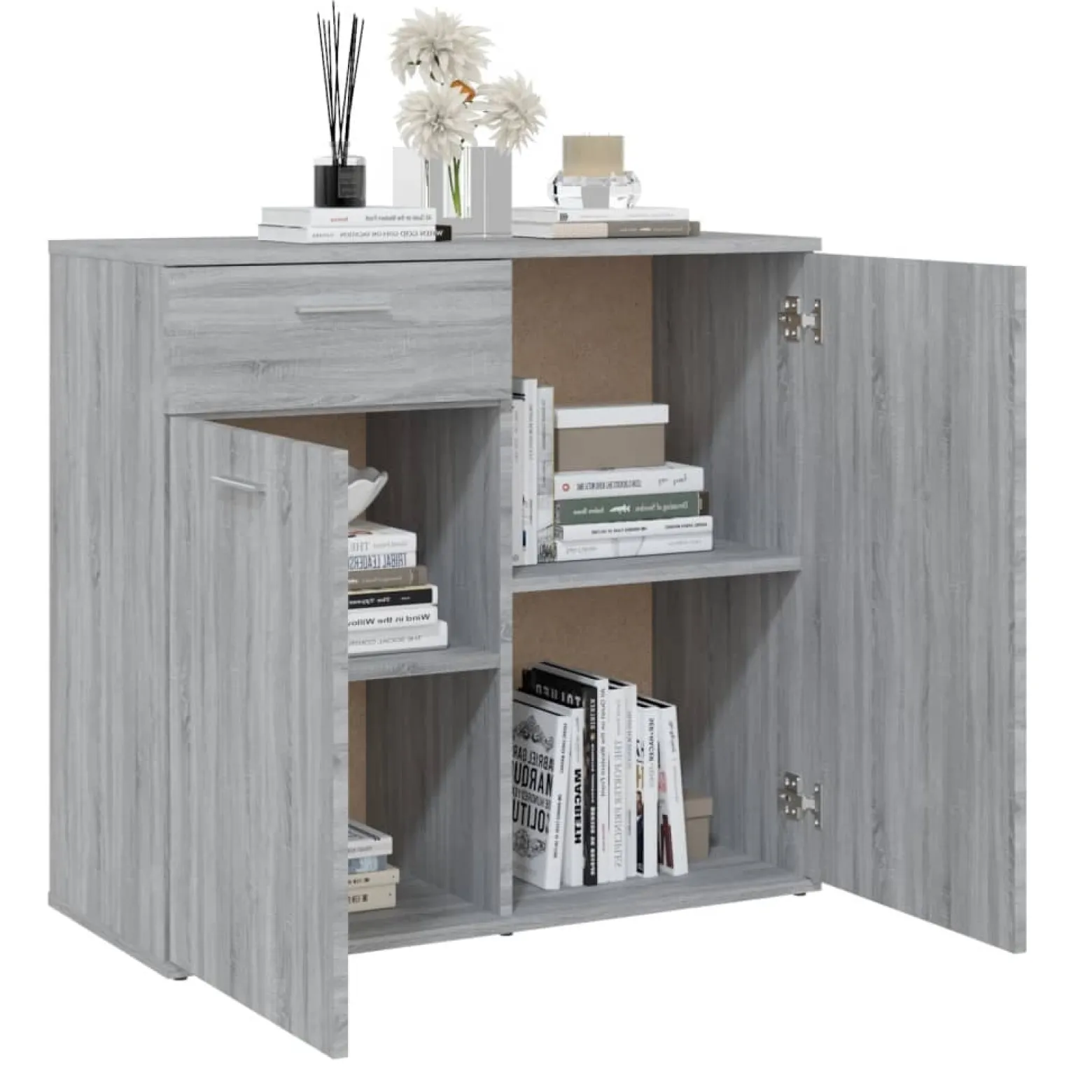 Komoda Szafka Stolik Półki Do Salonu Pokoju Szary Mat 80x36x75 cm