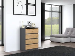 Komoda szfka 4 szuflady M4 Antracyt/Dąb Artisan