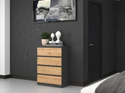 Komoda szfka 4 szuflady M4 Antracyt/Dąb Artisan