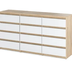 Komoda 12 szuflad szafka 180cm salon sypialnia sonoma biały