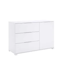 Komoda 3 szuflady 1 drzwiczki 80x120cm biały mat