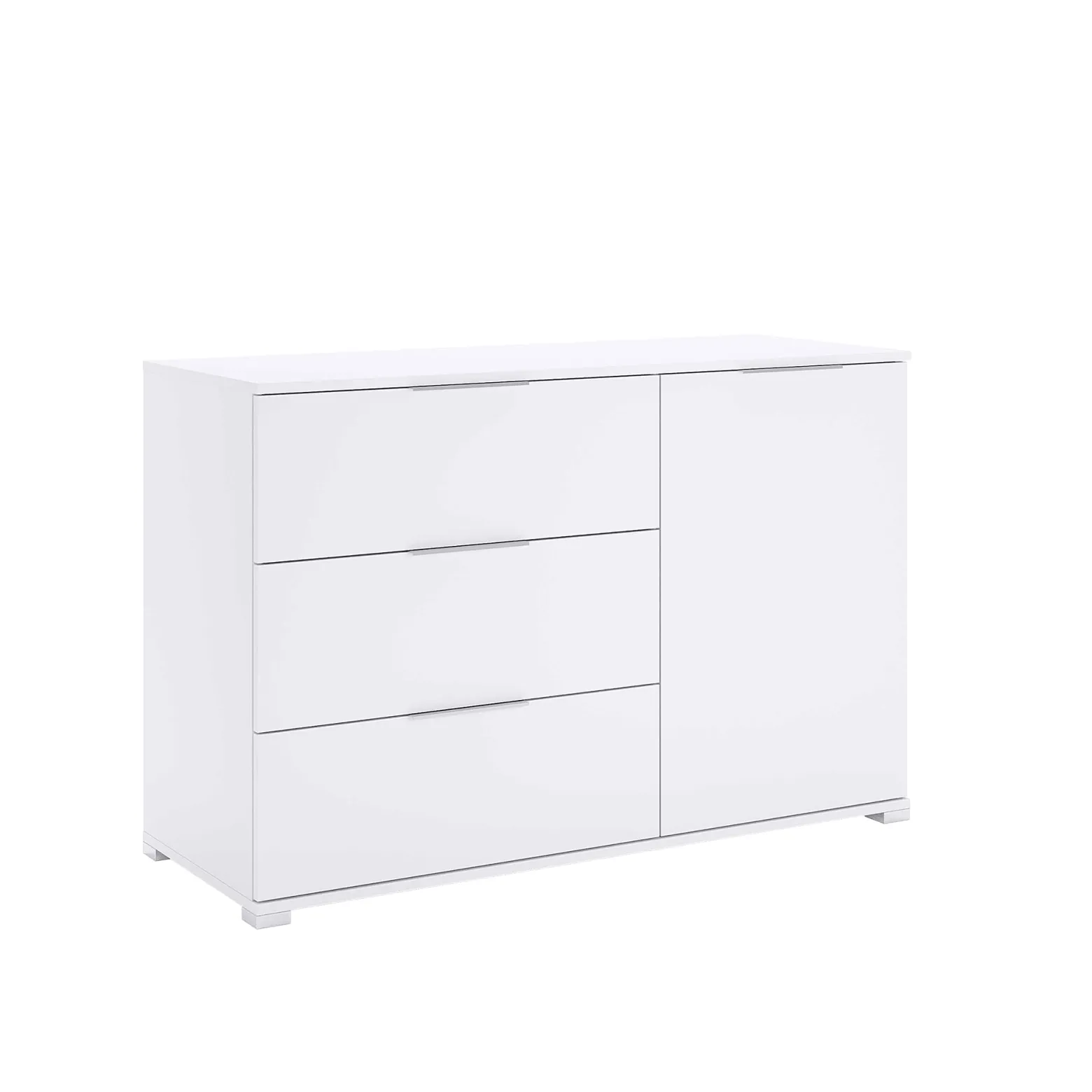 Komoda 3 szuflady 1 drzwiczki 80x120cm biały mat