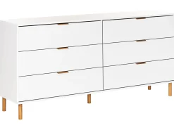 Komoda 6 szuflad złote uchwyty biała