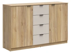 Komoda Tabina 140 cm z 2 drzwiami i 4 szufladami dąb mauvella/kaszmir