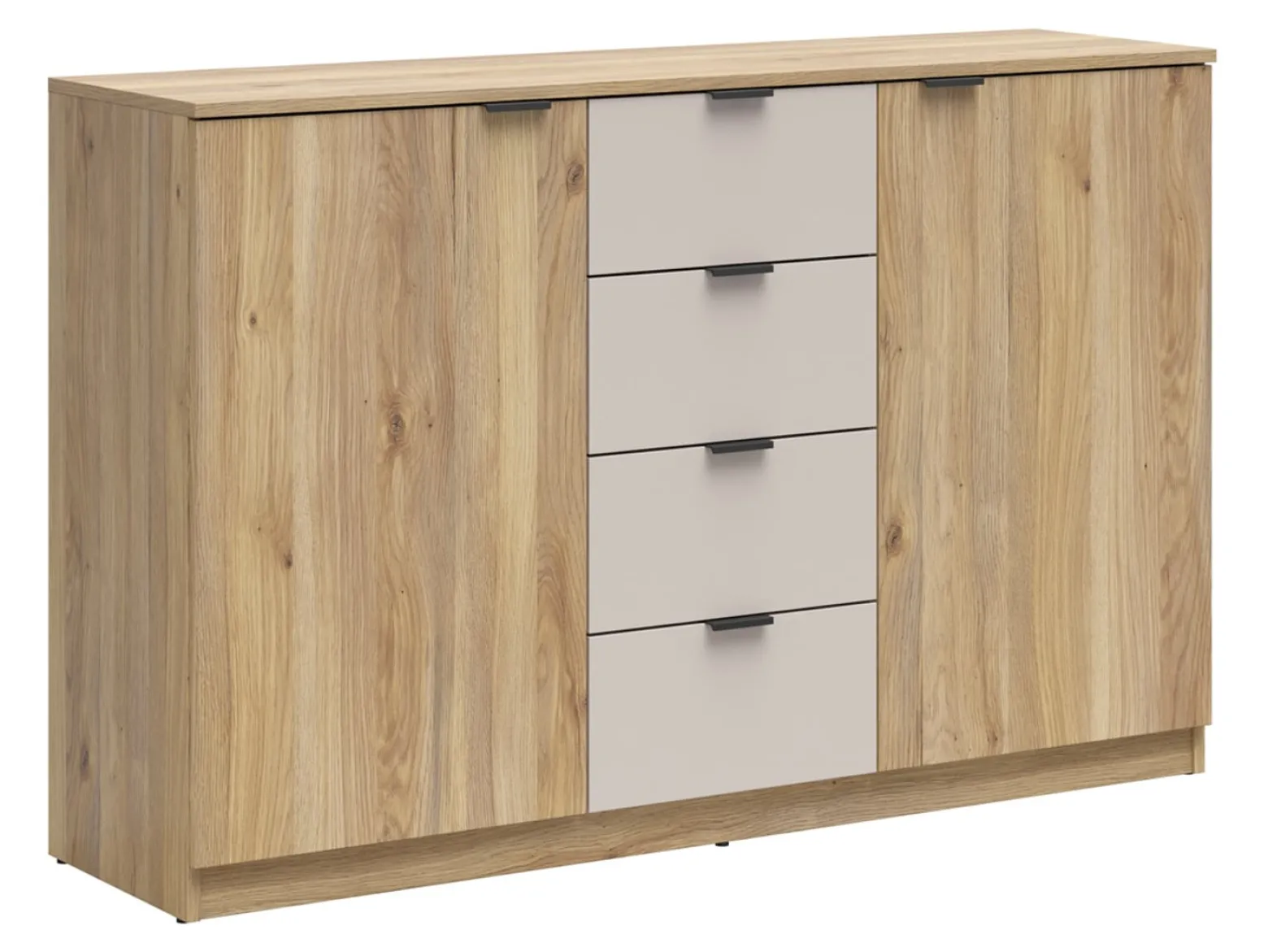 Komoda Tabina 140 cm z 2 drzwiami i 4 szufladami dąb mauvella/kaszmir