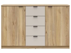 Komoda Tabina 140 cm z 2 drzwiami i 4 szufladami dąb mauvella/kaszmir