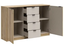 Komoda Tabina 140 cm z 2 drzwiami i 4 szufladami dąb mauvella/kaszmir