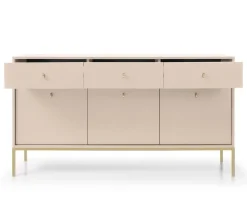 Komoda trzydrzwiowa szuflady złoty stelaż MOLLY 154cm Beżowa