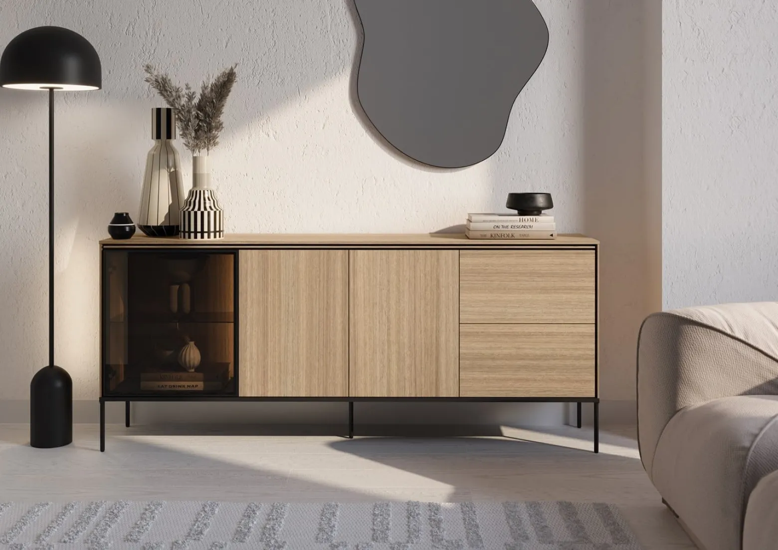 Komoda VISSO VI-06 z oświetleniem LED dąb linearny