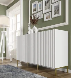 Komoda WAVE 150 cm 3D frez biały mat