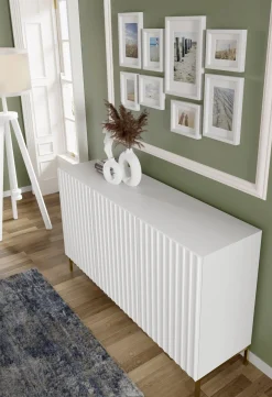 Komoda WAVE 150 cm 3D frez biały mat
