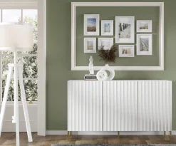 Komoda WAVE 150 cm 3D frez biały mat