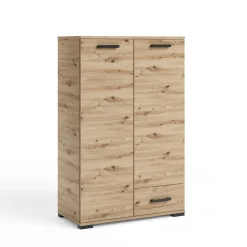 Komoda wysoka FELIX 4 dąb artisan 125 cm z szufladą i półkami