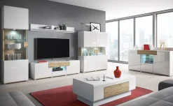 Komoda wysoka TOLEDO 3D1S 147 biała połysk/dąb san remo