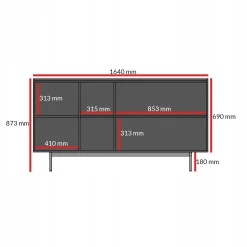 Komoda z drzwiami uchylnymi Noel 3D 165 Kaszmir / Czarna