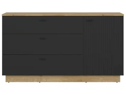 Komoda Zenda 150 cm z drzwiami i 3 szufladami dąb waterford/czarny