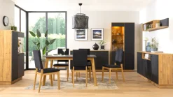 Komoda Zenda 150 cm z drzwiami i 3 szufladami dąb waterford/czarny