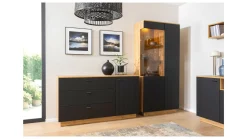 Komoda Zenda 150 cm z drzwiami i 3 szufladami dąb waterford/czarny