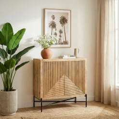 Komoda z litego drewna 91x96cm Szafka stojąca do przedpokoju z drzwiami