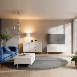 Komoda z szufladami Chloe 1D3S 120 Biała (2 kolory uchwytu)