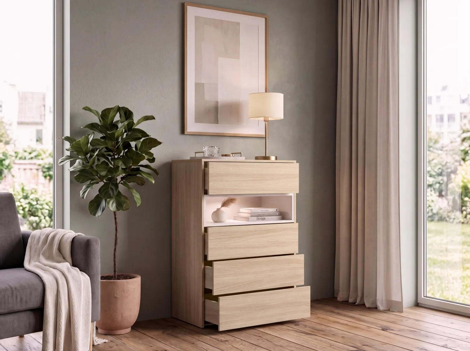 Komoda z szufladami 80 cm do sypialni VESSI