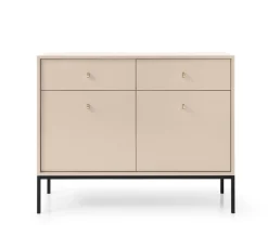 Komoda z szufladami czarny stelaż MOLLY 104 cm Beżowa