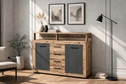 Komoda z Szufladami Do Salonu Przedpokoju Dąb Grafit BLAGO 120 cm
