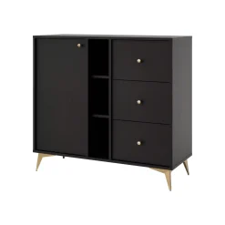 Komoda z szufladami do salonu Sakai 1 1F 3S T824 Czarny